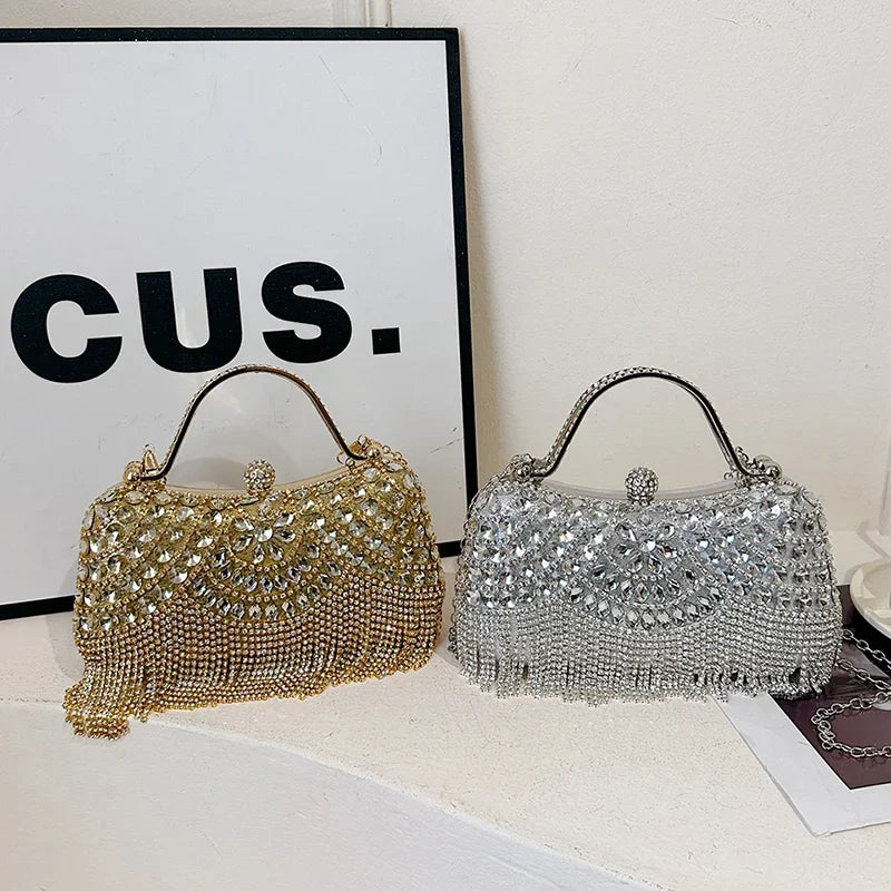 WOMEN Gold Silver Hasp Super Exquisite Diamonds Frame Handbags Chains Designer New Style Shoulder Bags