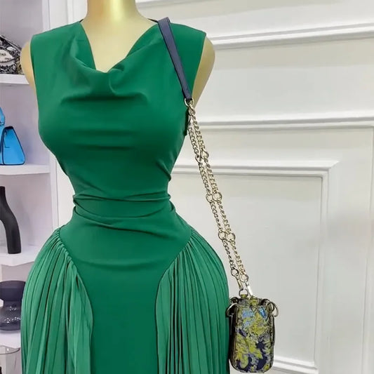 Maya summer elegant, sweet, and sleeveless V-neck floor length long dress. Perfect for your  next special occasion
