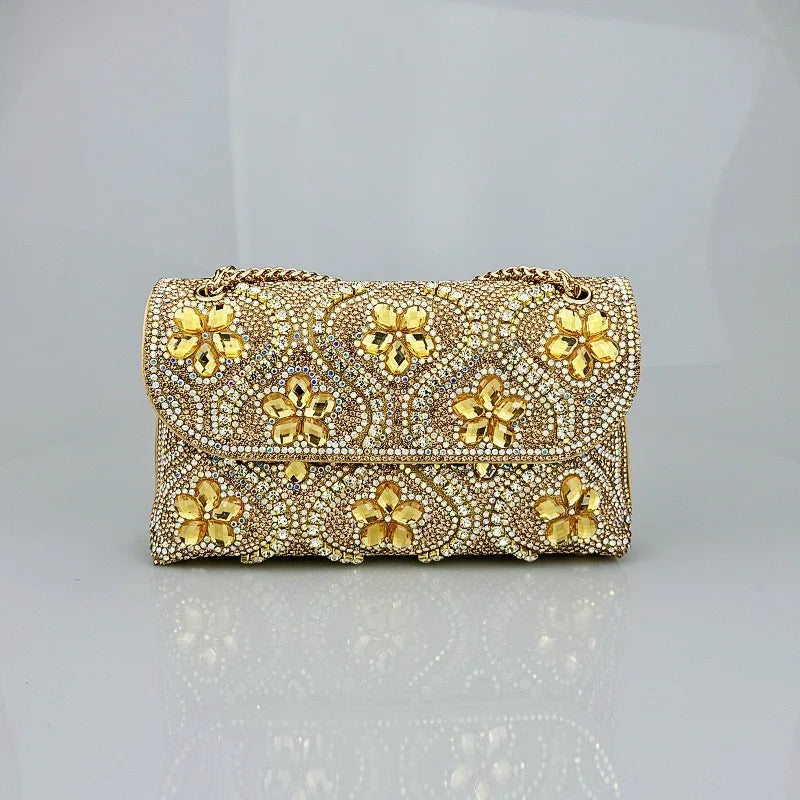 Women New Fashion Celebrity Rhinestone  Clothing Alloy Xiaoxiangfeng Shoulder Crossbody Dinner Bag