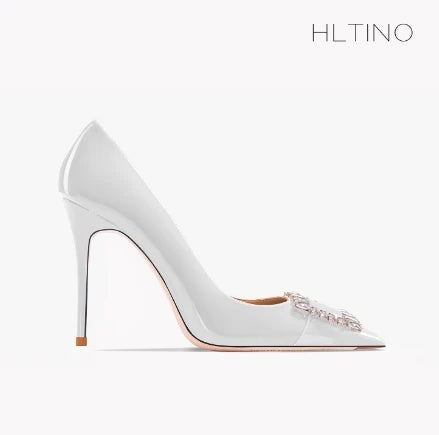 Women HLTNINO Crystal Pumps Spring Summer Shoes with Rhinestones High Heeled Stilettos Sandal