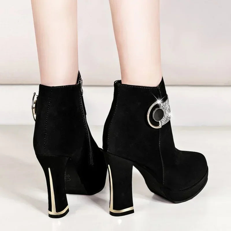 Women Elegant Fashionable Autumn/winter thick, high heel boot