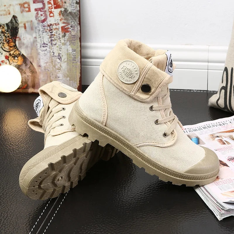 Women New Canvas Shoes Palladium Style Fashion High-top Breathable Ankle boots