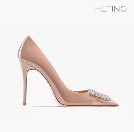 Women HLTNINO Crystal Pumps Spring Summer Shoes with Rhinestones High Heeled Stilettos Sandal